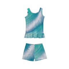 Beautiful Abstract Pastel Ocean Waves Kids  Boyleg Swimsuit by GardenOfOphir