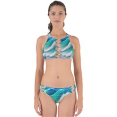 Beautiful Abstract Pastel Ocean Waves Perfectly Cut Out Bikini Set by GardenOfOphir