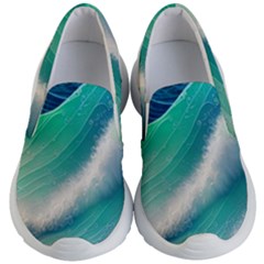 Beautiful Abstract Pastel Ocean Waves Kids Lightweight Slip Ons by GardenOfOphir