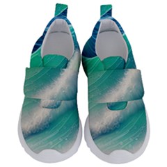 Beautiful Abstract Pastel Ocean Waves Kids  Velcro No Lace Shoes by GardenOfOphir