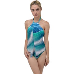 Beautiful Abstract Pastel Ocean Waves Go With The Flow One Piece Swimsuit by GardenOfOphir