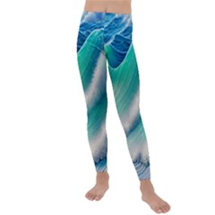 Beautiful Abstract Pastel Ocean Waves Kids  Lightweight Velour Leggings by GardenOfOphir