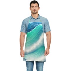 Beautiful Abstract Pastel Ocean Waves Kitchen Apron by GardenOfOphir