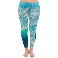 Pastel Abstract Waves Pattern Classic Winter Leggings by GardenOfOphir