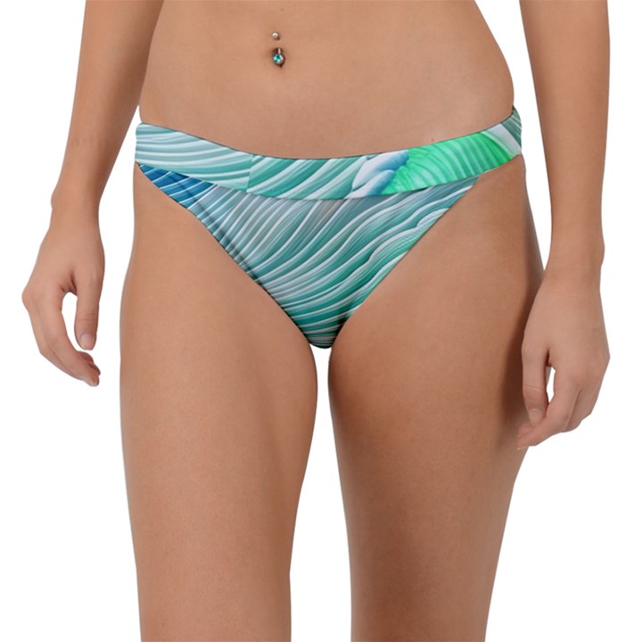 Pastel Abstract Waves Pattern Band Bikini Bottoms