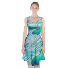 Pastel Abstract Waves Pattern Racerback Midi Dress by GardenOfOphir