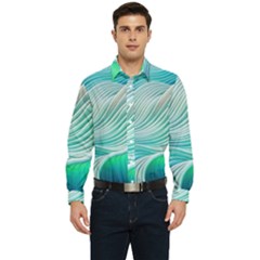 Pastel Abstract Waves Pattern Men s Long Sleeve  Shirt by GardenOfOphir