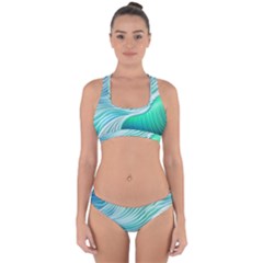 Pastel Abstract Waves Pattern Cross Back Hipster Bikini Set by GardenOfOphir