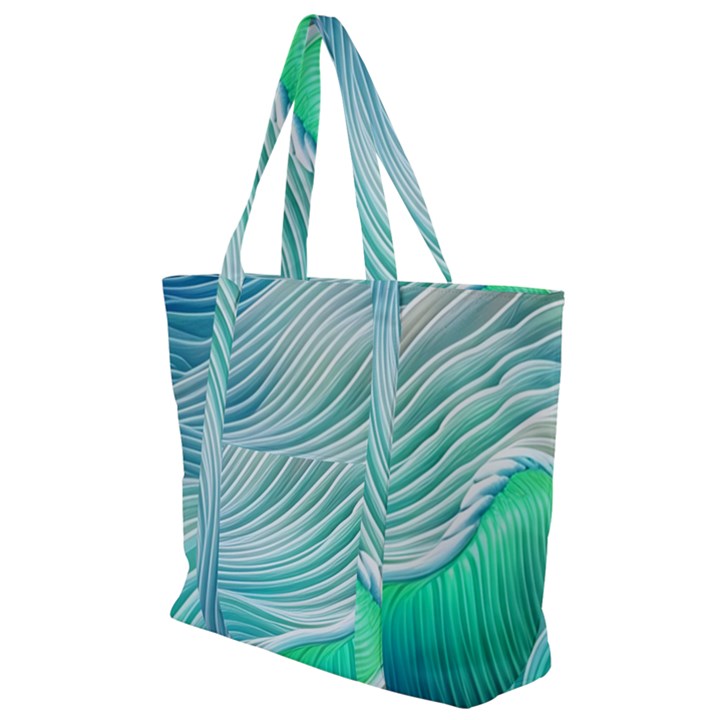 Pastel Abstract Waves Pattern Zip Up Canvas Bag