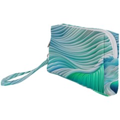 Pastel Abstract Waves Pattern Wristlet Pouch Bag (small) by GardenOfOphir