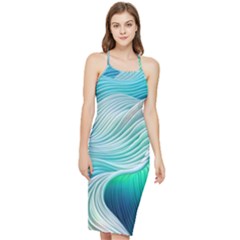 Pastel Abstract Waves Pattern Bodycon Cross Back Summer Dress by GardenOfOphir