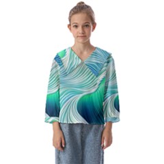 Pastel Abstract Waves Pattern Kids  Sailor Shirt