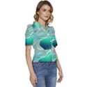 Pastel Abstract Waves Pattern Puffed Short Sleeve Button Up Jacket View3