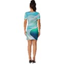 Pastel Abstract Waves Pattern Fitted Knot Split End Bodycon Dress View4