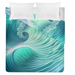 Pink Sky Blue Ocean Waves Duvet Cover Double Side (queen Size) by GardenOfOphir