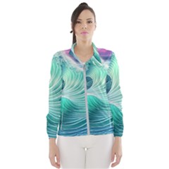 Pink Sky Blue Ocean Waves Women s Windbreaker by GardenOfOphir