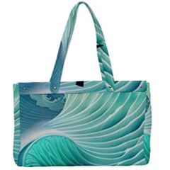 Pink Sky Blue Ocean Waves Canvas Work Bag by GardenOfOphir