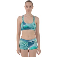 Pink Sky Blue Ocean Waves Perfect Fit Gym Set