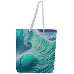 Pink Sky Blue Ocean Waves Full Print Rope Handle Tote (large) by GardenOfOphir