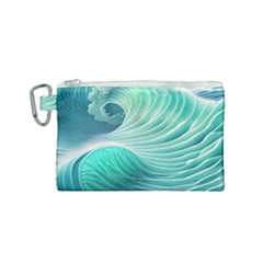 Pink Sky Blue Ocean Waves Canvas Cosmetic Bag (small) by GardenOfOphir