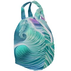 Pink Sky Blue Ocean Waves Travel Backpacks by GardenOfOphir