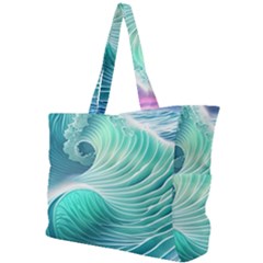 Pink Sky Blue Ocean Waves Simple Shoulder Bag by GardenOfOphir