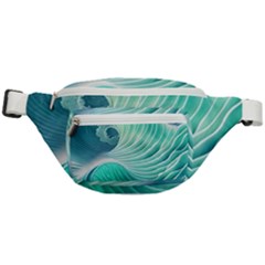 Pink Sky Blue Ocean Waves Fanny Pack by GardenOfOphir