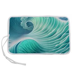 Pink Sky Blue Ocean Waves Pen Storage Case (l) by GardenOfOphir