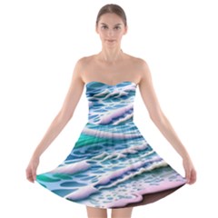 Shore Blue Ocean Waves Strapless Bra Top Dress by GardenOfOphir