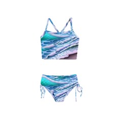 Shore Blue Ocean Waves Girls  Tankini Swimsuit by GardenOfOphir