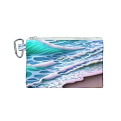 Shore Blue Ocean Waves Canvas Cosmetic Bag (small) by GardenOfOphir