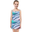 Shore Blue Ocean Waves Kids  Summer Sun Dress View1