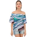 Shore Blue Ocean Waves Off Shoulder Short Sleeve Top View1