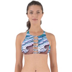 Shore Blue Ocean Waves Perfectly Cut Out Bikini Top by GardenOfOphir