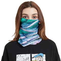 Shore Blue Ocean Waves Face Covering Bandana (two Sides) by GardenOfOphir