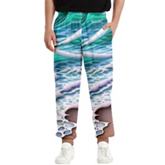 Shore Blue Ocean Waves Men s Elastic Waist Pants by GardenOfOphir