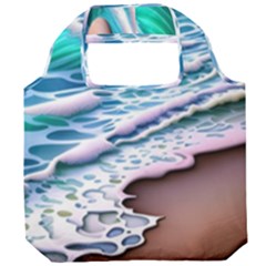 Shore Blue Ocean Waves Foldable Grocery Recycle Bag by GardenOfOphir