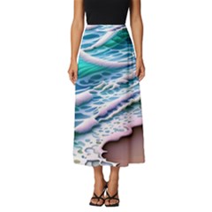 Shore Blue Ocean Waves Classic Midi Chiffon Skirt