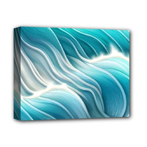 Pastel Blue Ocean Waves Iii Deluxe Canvas 14  X 11  (stretched) by GardenOfOphir