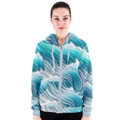 Pastel Blue Ocean Waves Iii Women s Zipper Hoodie by GardenOfOphir