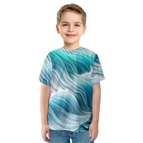 Pastel Blue Ocean Waves Iii Kids  Sport Mesh Tee by GardenOfOphir