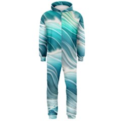 Pastel Blue Ocean Waves Iii Hooded Jumpsuit (men) by GardenOfOphir