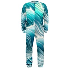 Pastel Blue Ocean Waves Iii Onepiece Jumpsuit (men) by GardenOfOphir