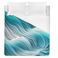 Pastel Blue Ocean Waves Iii Duvet Cover (queen Size) by GardenOfOphir