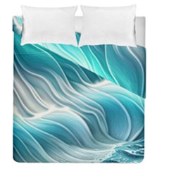 Pastel Blue Ocean Waves Iii Duvet Cover Double Side (queen Size) by GardenOfOphir