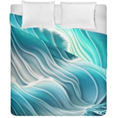 Pastel Blue Ocean Waves Iii Duvet Cover Double Side (california King Size) by GardenOfOphir