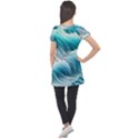 Pastel Blue Ocean Waves Iii Puff Sleeve Tunic Top View2