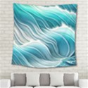 Pastel Blue Ocean Waves Iii Square Tapestry (Large) View2