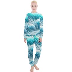 Pastel Blue Ocean Waves Iii Women s Lounge Set by GardenOfOphir