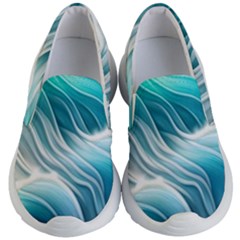 Pastel Blue Ocean Waves Iii Kids Lightweight Slip Ons by GardenOfOphir